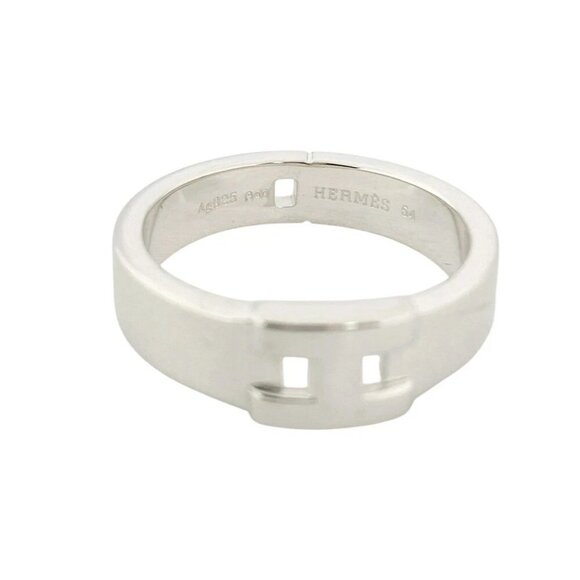 HERMES New Hercules Band Ring size US6.75 EU54 Silver 925 Auth ＃26851 - Picture 1 of 8